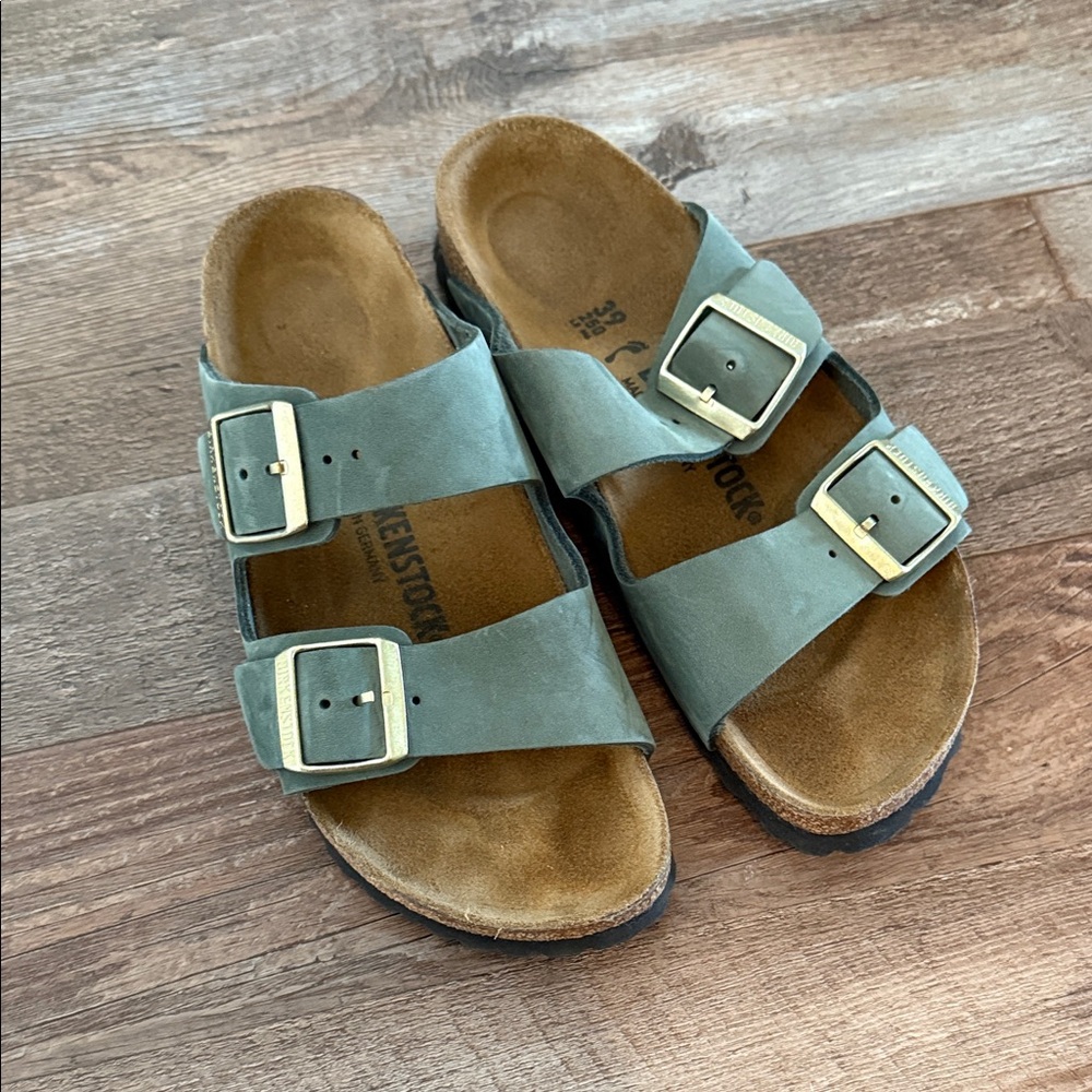 Birkenstock Teal Suede Buckle Sandals